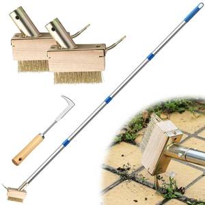 lot 1294 image: Moss Remover Brush Crack Weeder Tool Stainless Steel Crevice Weeder with 2 Brush Heads - Long Handle Weed Puller for Deck, Patio, Walkway, Driveway Crevice Cleaning Tool (Moss Remover Tool-2)