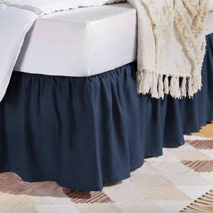 lot 1302 image: Amazon Basics Lightweight Ruffled Bed Skirt, Classic Style, Machine Washable, Fade and Wrinkle Resistant, 100% Microfiber with 16 Drop, Queen, Navy Blue