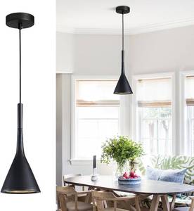 lot 1307 image: KCO Lighting Farmhouse Black Cone Pendant Light 1-Light Small Industrial Kitchen Island Pendant Lighting Mid Century Barn Ceiling Pendant Light Fixture Mini Adjustable Hanging Lamp