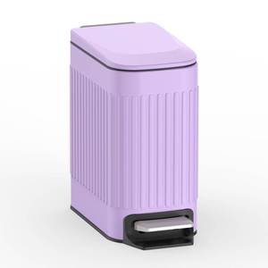 lot 1311 image: TrashAid Slim Bathroom Trash Can with Lid Soft Close, 6 Liter1.6 Gallon Stainless Steel Small Garbage Can with Removable Inner Bucket, Step Pedal, Slim Wastebasket for Toilet, Office, Bedroom, Purple