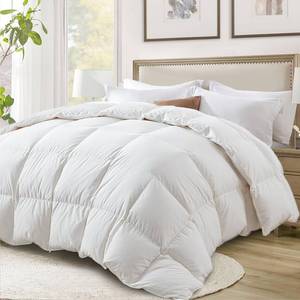 lot 1315 image: Globon Ultra-Soft Down Feather Comforter Queen Size,Luxurious Fluffy Hotel Collection Duvet Insert for All Season,Noiseless Shell,700 Filling Power,Medium Weight with Corner Tabs, White��