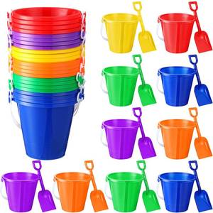 lot 1326 image: Sratte 18 Sets 4.7 Sand Buckets and Shovels Bulk Summer Beach Bucket Pack Plastic Beach Pails Sand Toys for Summer Pool Party Favors