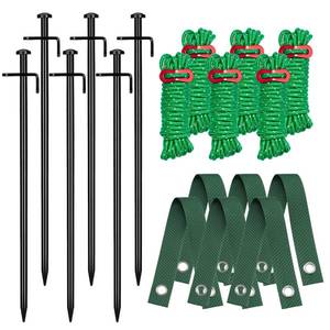lot 1333 image: Kingsyard Heavy Duty Tree Stake Kit, 6 Pcs 12 Inch Steel Tree Stakes and Supports for Leaning Young Trees Straightening Kit Against Bad Weather, with 6Pcs Straps & 6Pcs 13ft Anchor Ropes