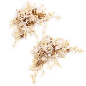 lot 1342 image: Lings moment 2PCS White & Beige Artificial Flower Garland Floral Swags Table Centerpieces Wedding Decoration Rose Garlands Greenery Arrangements for SweetheartHead Table Decor