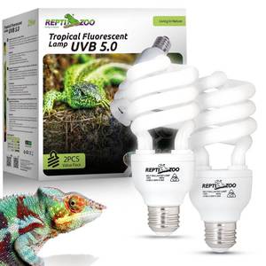 lot 2046 image: REPTI ZOO UVB Light for Tropical Reptile, 2 Pack 5.0 26W UVA UVB Reptile Light Bulb, UVB Lamp for Crested Gecko Leopard Gecko Frog Toad Snake Chameleon