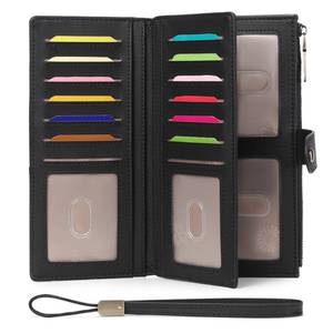 lot 2050 image: GAEKEAO Wallets for Women Leather RFID Blocking Large Capacity Card Case Ladies Wristlet Clutch Wallets Zipper Pocket with 4 ID Windows 20 Card Slots