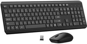 lot 2056 image: Wireless Keyboard and Mouse Combo, Full Size Silent Ergonomic Keyboard and Mouse, Long Battery Life, Optical Mouse, 2.4G Lag-Free Cordless Mice Keyboard for Computer, Mac, Laptop, PC, Windows