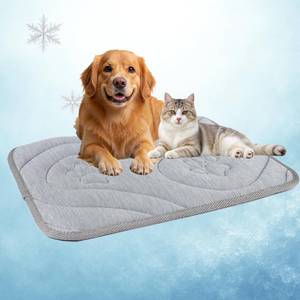 lot 2058 image: Pawhoo Dog Cooling Mat, Anti-Slip, Thick 3D Orthopedic Summer Pad for Dogs & Cats, Q-MAX  0.5, Non-Toxic, Machine Washable, Chew-Resistant, Portable for Crate, Bed, Sofa, Car (Cool Grey, Small)