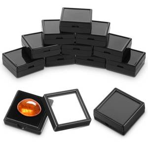 lot 2067 image: 30 Pcs Black Gemstone Display Box 1.6 x 0.6 Jewelry Box Container with Clear Top Lids for Gems, Coins, Christmas Festival Wedding Jewelry Packing