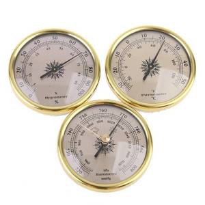 lot 2111 image: LINNSZ 3 in 1 Air Pressure Gauge Thermometer Hygrometer Barometer 72Mm for Wall Mount Embedded Weather Forecast Station,Hygrometer,Gold