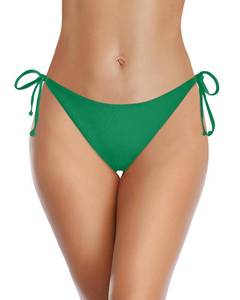 lot 2119 image: Holipick Green Bikini Bottoms for Women String Bathing Suit Bottom with Moderate Coverage Low Waist Swim Bottom S