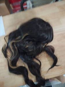 lot 2120 image: Ladies wig brown hair with blonde streaks