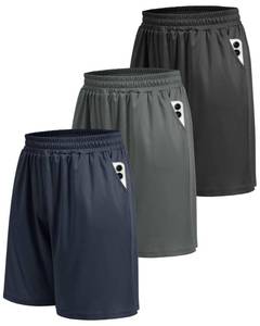 lot 2127 image: BOOJO 3 Pack Athletic Gym Mens Shorts - Workout Black Quick Dry Basketball Shorts with Pockets for Running Casual Activewear