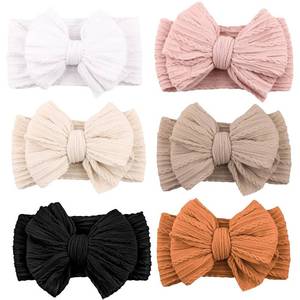 lot 2131 image: Niceye Handmade Baby Headbands Soft Stretchy Nylon Hair Bands with Bows for Newborn Infant Baby Toddler Girls- Pack of 6