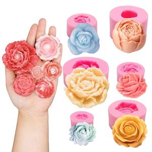 lot 2136 image: 6PCS 3D Flower Fondant Molds Set, Rose Silicone Molds for Candle Soap Making, Handmade Cake Dessert Decoration Chocolate Cupcake Candy Ice Mold, Resin Concrete Art Crafts Accessories