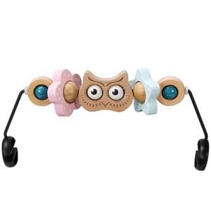 lot 2146 image: TinlyFinly Baby Bouncer Toy Bar Wooden Compatible with Baby Bjorn Bouncers, Bouncer Toy Attachment, Tight and Secure Fit, So Fun to Watch, Touch and Spin for Babies All Ages (Wood Color Owl)
