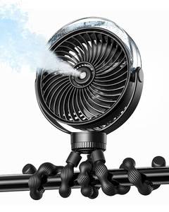 lot 2158 image: SWEETFULL Misting Stroller Fan �� Portable Baby Fan with Spray Cooling, 4 Speeds, Quiet Rechargeable Fans for Travel, Outdoor, Golf Cart, Car Seat, Beach (Black)