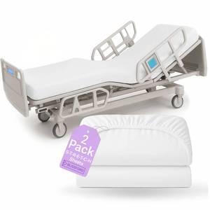 lot 2161 image: BLISSFORD - 2 Pack Fitted Hospital Bed Sheets with Elastic All Around for a Cotton Rich Soft Knitted Jersey Sheet, 36 x 84 x 12