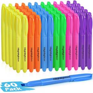 lot 2190 image: KIZZYEA 60 Pack Highlighters in 6 Assorted Colors, Chisel Tip Dry-Quickly Highlighters Bulk, No Bleed Highlighter Markers for Adult Kids, School Supplies for Teachers, Office Classroom Must Have
