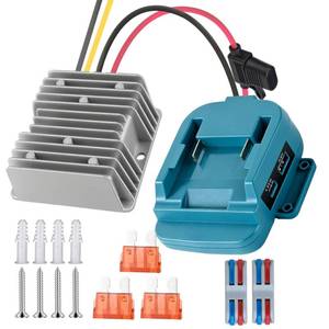 lot 2191 image: Fiihio Step Down Converter Adapter Compatible with Makita 18V to 12V Battery Dock Power 15A 180W Inverter, Automatic Buck Boost Voltage Regulator with USB & Type C Port for DIY RC Car, Truck, Green