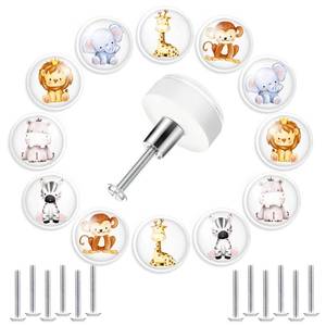 lot 2193 image: Fumete 12 Set Animal Silicone Drawer Knob, Round Cabinet Drawer Knobs Screws for Kids Dresser Nursery Closet Kitchen Cabinet