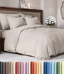 lot 2195 image: Duvet Cover King Size Set - Extra Soft King Duvet Cover 104 x 90 with 2 Pillow Shams - Hotel Luxury, Easy Care & Fade Free w Zipper Closures & Ties - All Season, Comfy and Breathable (Light Grey)