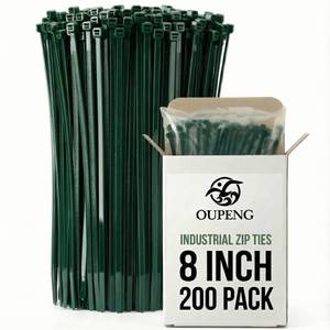 lot 2199 image: 200PCS Nylon Zip Ties - 8 Inch Green,Multi-Purpose Self Locking Cable Ties,Ultra Strong Plastic Wire Ties with 40lb Tensile Strength,Cable Ties for Indoor and Outdoor Use