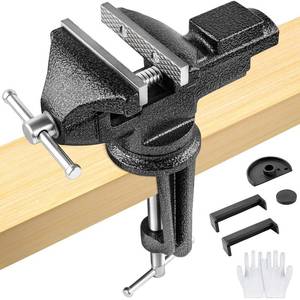 lot 2200 image: ICOOCKIT Bench Vise 3 Inch, Home Vise with 360° Swivel Base, Dual-Purpose Heavy Duty Cast Iron Table Vise, Clamp-On Vise for Woodworking, Metalworking, Drilling and DIY Projects