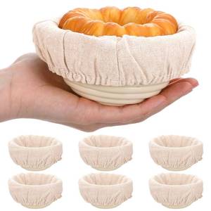 lot 2201 image: Banneton Bread Proofing Basket Set of 6 Mini Banneton Basket 5 Inch Proofing Small Sourdough Breads Baking, Round Dough Bakery Baking Bread Bowl with Cloth Lining for Handmade Kitchen Supplies