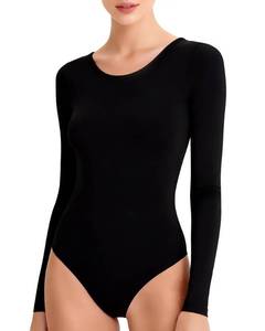 lot 2203 image: HotGains Black Long Sleeve Bodysuit black leotard for women Dance Leotards for Women