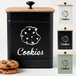 lot 2209 image: Cookie Jar with Airtight Lid - 1 Gallon - 6D x 8H Iron Cookie Tin with Bamboo Lid - Large Cookie Jars with Lids Airtight - Farmhouse Cookie Jars for Kitchen Counter Decorative - Cookies Jar