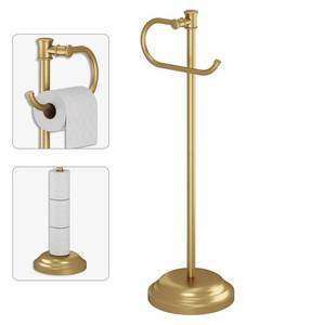 lot 3782 image: BESy Toilet Paper Holder Free Standing Bathroom Toilet Tissue Holder Stand for Floor Toilet Paper Roll Holder with Storage Hardware Accessories Rack Hand Towel Bar Brushed Gold Stainless Steel