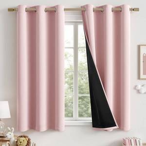 lot 3801 image: MIULEE Baby Pink 100% Blackout Curtains for Girls Bedroom 63 Inch Long, 2 Thick Layers Thermal Insulated Nursery Black Out Window Curtains with Black Liner, Noise Reducing Living Room Drapes 2 Panels