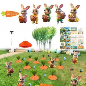 lot 3807 image: 11 Set 3D Easter Yard Carrots Patch DIY Artificial Plants Fake Carrots Decorative Yard Stake Large Outdoor Rustic Yard Sign for Spring Lawn Garden Yard Easter Decor Party Thickened plastic base