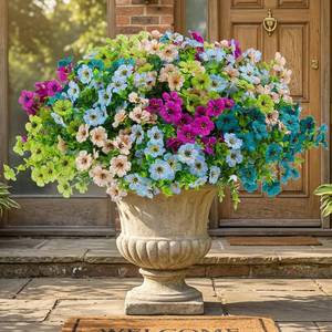 lot 3809 image: Qubigko Artificial Flowers for Outdoor Decor, 16 Pack UV-Resistant Fake Colorful Silk Daisy Flowers, Perfect for Spring & Summer Decorating �� Front Porch, Patio, Window Boxes, and Potted Plants