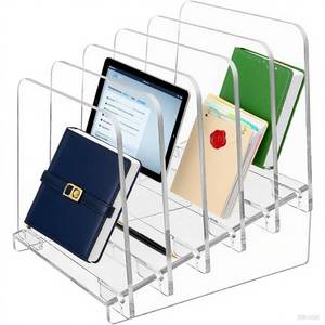 lot 3812 image: COTOSEA 5-Tier Acrylic File Organizer for Desk, 30° Inclined Desk File Organizer, Acrylic Folder Holder Stand for Letter Size Documents, Brochures & Magazines, Easy Assembly Filing Sorter