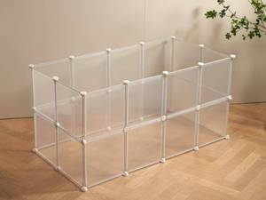 lot 3819 image: LURIVA Transparent Clear Small Animal Playpen, Guinea Pig Cages, Puppy Dog Playpen, Pet Playpen, Rabbit Bunny Indoor Outdoor Fence Pen Enclosure, White Clear Plastic Playpen,12 X 12 Inch, 24 Panels