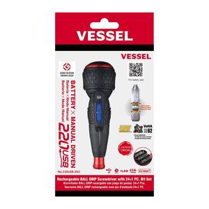lot 4185 image: (USA Official) VESSEL e-ASSIST Screwdriver Higher Torque ver. with 25PC. Bit Set