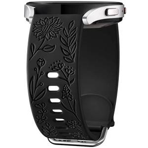 lot 4188 image: SNBLK Flower Engraved Bands Compatible with Samsung Galaxy Watch 7 6 5 4 Band 40mm 44mm, 20mm Strap for Galaxy Watch 6 40mm 44mmGalaxy Watch 42mmWatch 3 41mmActive 2 40mm 44mm, Black