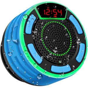 lot 4199 image: BassPal IPX7 Waterproof Speaker, Bluetooth Portable Wireless Shower Speakers with LED Display, FM Radio, Suction Cup, Light Show, TWS, Loud Stereo Sound for Pool Beach Home Party Travel Outdoors