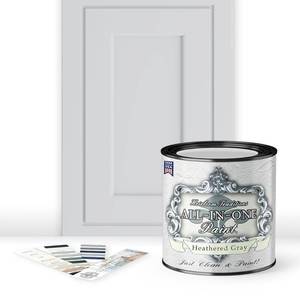 lot 4201 image: ALL-IN-ONE Paint by Heirloom Traditions, Heathered Gray (Light Cool Gray), Quart - Durable cabinet and furniture paint. Built in primer and top coat, no sanding needed. Includes our 30 featured color