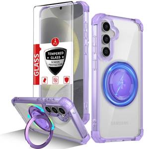 lot 4207 image: IYTRRYH for Samsung Galaxy S24 Case Magnetic Compatible with MagSafe Wireless charging,with 360°Kickstand Ring,for S24 Phone Case with Screen Protector,Military Grade Drop Protection Shockproof Purple