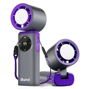 lot 4225 image: SSWind 6000mAh Portable Handheld Fan with Ice Cooling, 199 Levels Stepless Speed, 20H Long Battery Life, 20000RPM Turbo Fan Rechargeable Personal Mini Fan for Travel, Outdoor, Makeup (Grey)