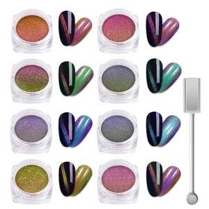 lot 4226 image: Laza 8 Colors Cat Eye Chrome Nail Powder Chameleon Magnetic Powder 3D Cat Eye Mirror Effect Pigment Dust Magic Galaxy Effect Glitter with Magnetic Stick for Velvet Nail Art - Discolor Candy