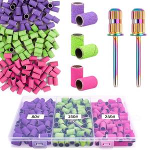 lot 4247 image: Rolybag Sanding Bands for Nail Drill Sanding Bands#80#150#240 Grits 210Pcs Color Coarse Fine Nail Sanding Bands 2Pcs Nail Drill Bits 332 Mandrel Bits Portable Storage Box Set