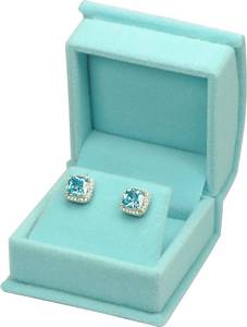 lot 4252 image: Sky Blue Color Luxury Velvet Multiple Use Earring Necklace Pendant Jewelry Gift Box ( Jewelry not included)