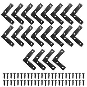 lot 4254 image: Litoexpe 20 Pcs L Shape Flat Mending Plates 60mm x 60mm (2.36 x 2.36), Stainless Steel L Brackets with Screw, Right Angle Bracket for Wood Matte, Black