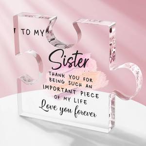 lot 4255 image: Acrylic Plaque Sisters Gifts from Sister, Sister Birthday Gifts Best Ever Sister Unique Acrylic Puzzle Piece Paperweight Desk Decorations Present for Thanksgiving Christmas Anniversary