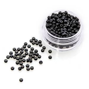 lot 4268 image: 500 PCS Nano Silicone Lined Micro Ring Hair Extension Beads for Nano Tip Human Hair Extensions 3.0x1.8x2.2 mm(Black)