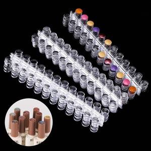 lot 4278 image: 720 Pcs Nail Polish Swatch Dots Round False Nail Display Tips Transparent Nail Art Color Display Chart with Adhesive Sticker for Nail Polish Training Practicing